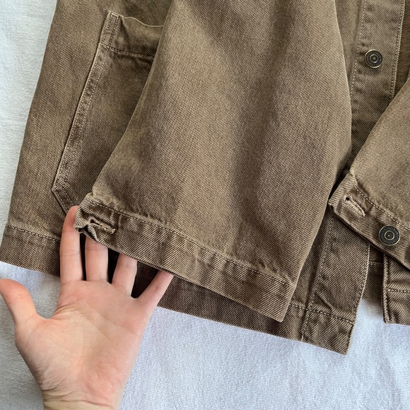 Beige Oversized Denim Jacket Unisex XL + Matching Shorts - Picture 11 of 13